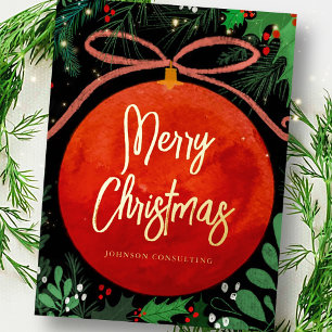 Carte Postale De Vacances En Aluminium Botanique moderne rouge boule de Noël