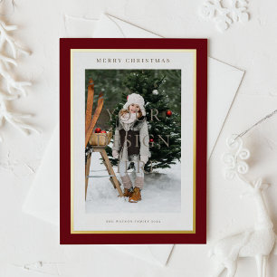 Carte Postale De Vacances En Aluminium Bourgogne moderne Gold Foil Frame photo Noël
