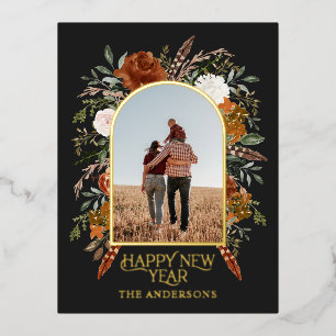 Carte Postale De Vacances En Aluminium budget de l'année botanique élégant noir tradition