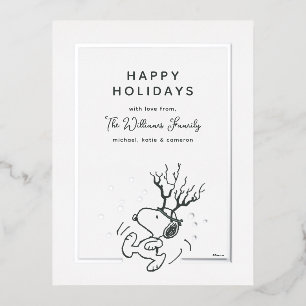 Carte Postale De Vacances En Aluminium cacahuètes Photo de la famille Snoopy Reindeer