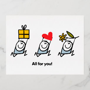 Carte Postale De Vacances En Aluminium Cadeau, coeur et fleur