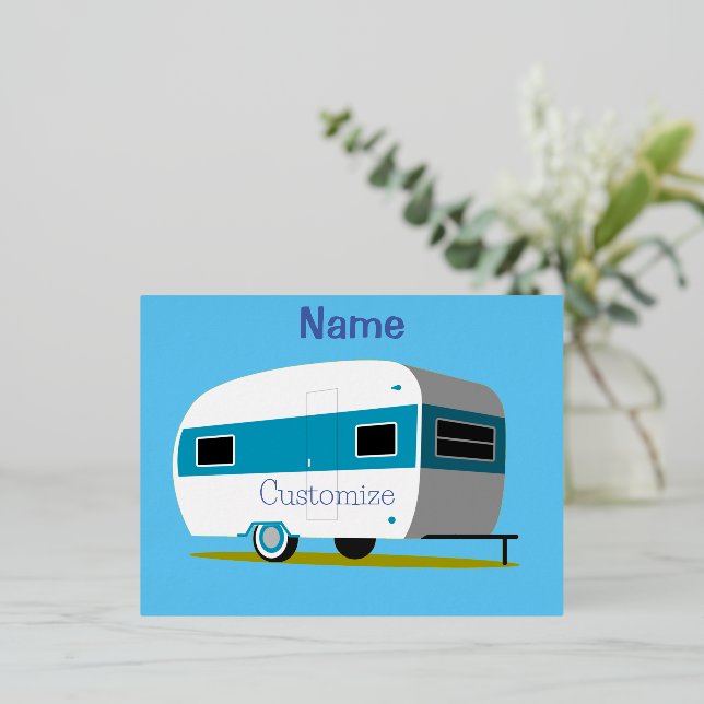 Carte Postale De Vacances En Aluminium Caravan Camper RV Thunder_Cove (Debout devant)