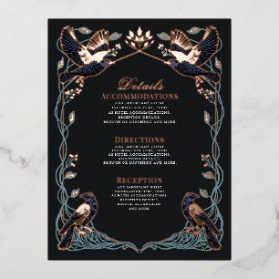Carte Postale De Vacances En Aluminium Carte de détails de mariage de corbeau gothique en