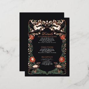 Carte Postale De Vacances En Aluminium Carte de détails de mariage Enchanted Gothic Raven