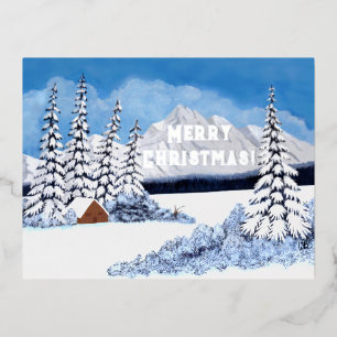 Carte Postale De Vacances En Aluminium Carte de Noël en papier argenté à motif d'hiver en