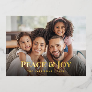 Carte Postale De Vacances En Aluminium Carte de Noël Photo de Famille Paix et Joie