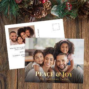 Carte Postale De Vacances En Aluminium Carte de Noël Photo de Famille Paix et Joie