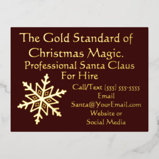 Carte Postale De Vacances En Aluminium Carte de poste d'affaires Santa Claus Gold Foil