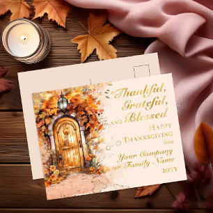 Carte Postale De Vacances En Aluminium Chute Porte Thanksgiving Thankful Grateful Blessé