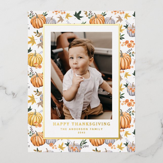 Carte Postale De Vacances En Aluminium Citrouille de récolte d'automne Motif Thanksgiving (Recto)