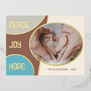 Carte Postale De Vacances En Aluminium Classic Moderne Joyeuses Fêtes Gold Foil Holiday