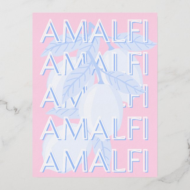 Carte Postale De Vacances En Aluminium Côte d'Amalfi, Italie, Art Voyage, Preppy (Recto)