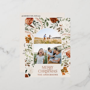 Carte Postale De Vacances En Aluminium Crème de Noël botanique élégant cerf 3 photo foi
