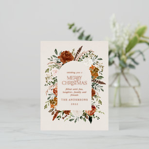 Carte Postale De Vacances En Aluminium Crème de Noël botanique élégant cerf floral