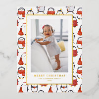 Cute Aquarelle Pingouins Motif Noël Photo