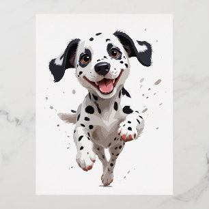 Carte Postale De Vacances En Aluminium Dalmatien Joyeux Joueur Fun Jumping Dans L'Air Joy