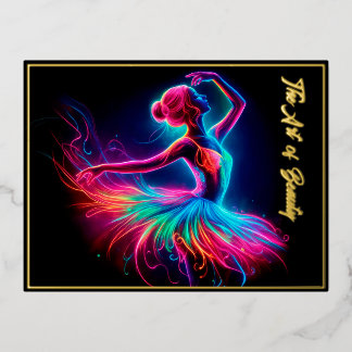 Carte Postale De Vacances En Aluminium Danseur de ballerine coloré néon art bohème joli d