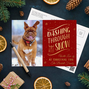 Carte Postale De Vacances En Aluminium Dashing Through the Snow   Photo de Noël Real