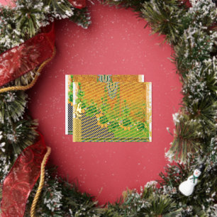 Carte Postale De Vacances En Aluminium design d'un mur vert et jaune suspendu