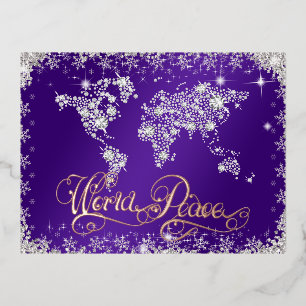 Carte Postale De Vacances En Aluminium Diamants de paix du monde pourpre