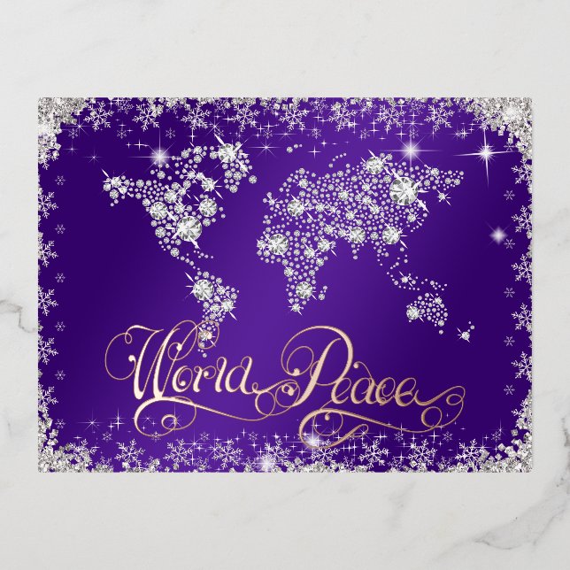 Carte Postale De Vacances En Aluminium Diamants de paix du monde pourpre (Recto)