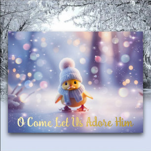 Carte Postale De Vacances En Aluminium Écriture de canard mignon Whimsical Noël chrétien