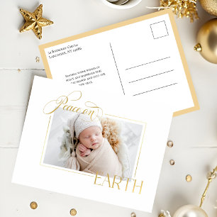 Carte Postale De Vacances En Aluminium Elegant Gold Peace on Earth Photo