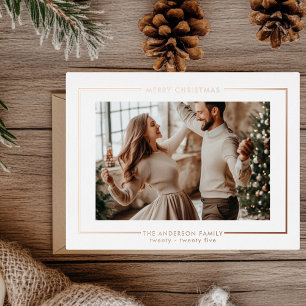 Carte Postale De Vacances En Aluminium Élégant Rose Gold Joyeux Noël personnalisé