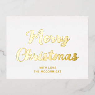 Carte Postale De Vacances En Aluminium Élégant Simple Joyeux Noël Blanc Et Or