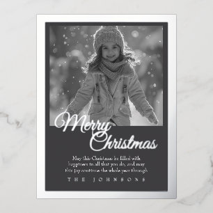 Carte Postale De Vacances En Aluminium Élégant Unique Moderne Photo Joyeux Noël Argent