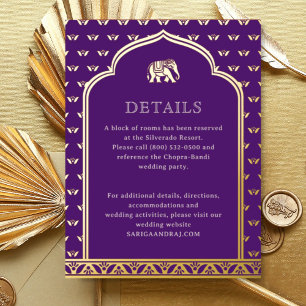 Carte Postale De Vacances En Aluminium Elephant & Lotus Mariage Détails Fiche d'informati