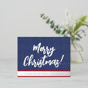 Carte Postale De Vacances En Aluminium Étoiles et bandes Argent Script Joyeux Noël
