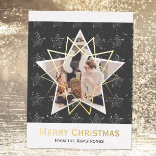 Carte Postale De Vacances En Aluminium Étoiles modernes de charbon de bois Joyeux Noël Ph