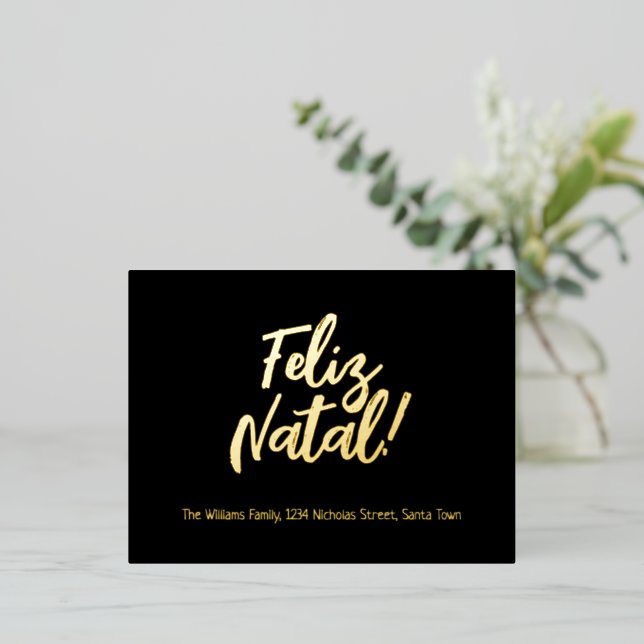 Carte Postale De Vacances En Aluminium Feliz Natal Portugais Langue Joyeux Noël (Debout devant)
