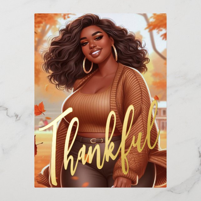 Carte Postale De Vacances En Aluminium Femme Noire Courbe Chute Blisses Thanksgiving (Recto)