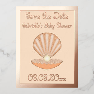 Carte Postale De Vacances En Aluminium Fête prénatale mixte Coquille d'huître et Perle