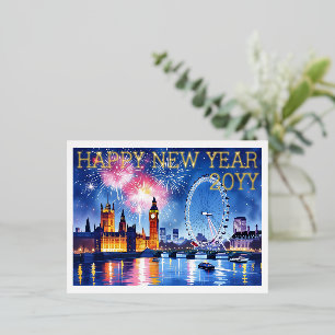 Carte Postale De Vacances En Aluminium Feux d'artifice personnalisés à l'aquarelle Londre