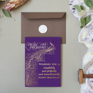Carte Postale De Vacances En Aluminium Fierté pourpre et préjugés Joyeux anniversaire