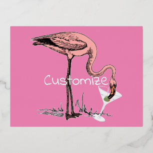 Carte Postale De Vacances En Aluminium Flamingo Buvant un Martini Thunder_Cove