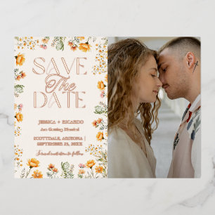Carte Postale De Vacances En Aluminium Fleur sauvage d'aquarelle Mariage ivoire Enregistr