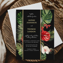 Fleur tropicale et mariage feuille couleur foncé