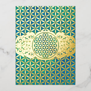 Carte Postale De Vacances En Aluminium Flower Of Life - Vintage X timbre motif