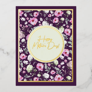 Carte Postale De Vacances En Aluminium Foil Floral Fête des mères