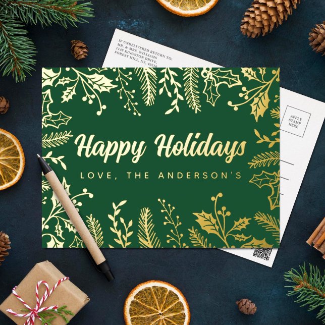 Carte Postale De Vacances En Aluminium Foliage de Noël branché Real (Créateur téléchargé)
