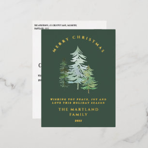 Carte Postale De Vacances En Aluminium Forêt d'aquarelle Joyeux Noël