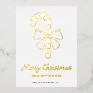 Carte Postale De Vacances En Aluminium Forme De Sucre de canne Minimaliste Avec Un Noël D