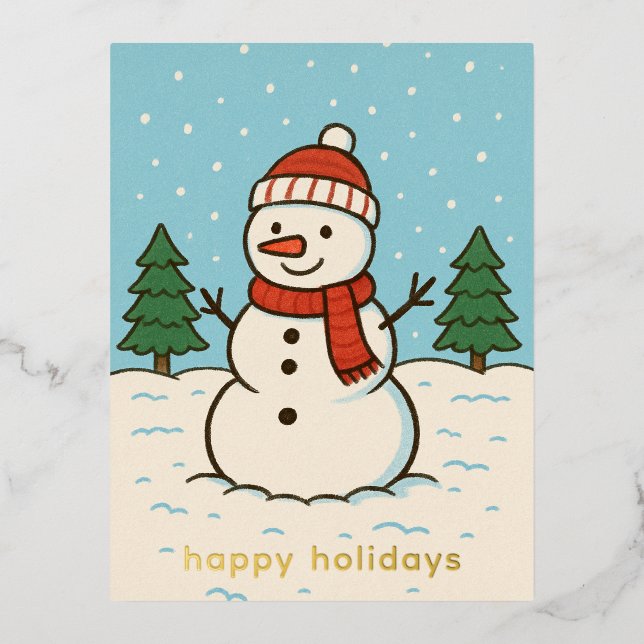 Carte Postale De Vacances En Aluminium Fun Snowman mignon Noël (Recto)