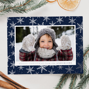 Carte Postale De Vacances En Aluminium Galets de neige dorés Photo Marine et Argent