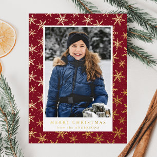 Carte Postale De Vacances En Aluminium Galettes de neige dorées Photo Canneberge et Or