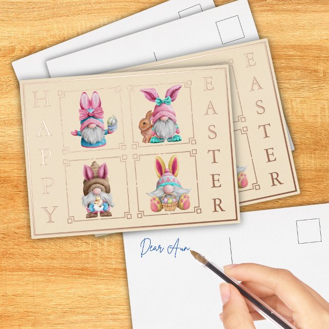 Carte Postale De Vacances En Aluminium Gnome coloré Joyeux Pâques (Créateur téléchargé)